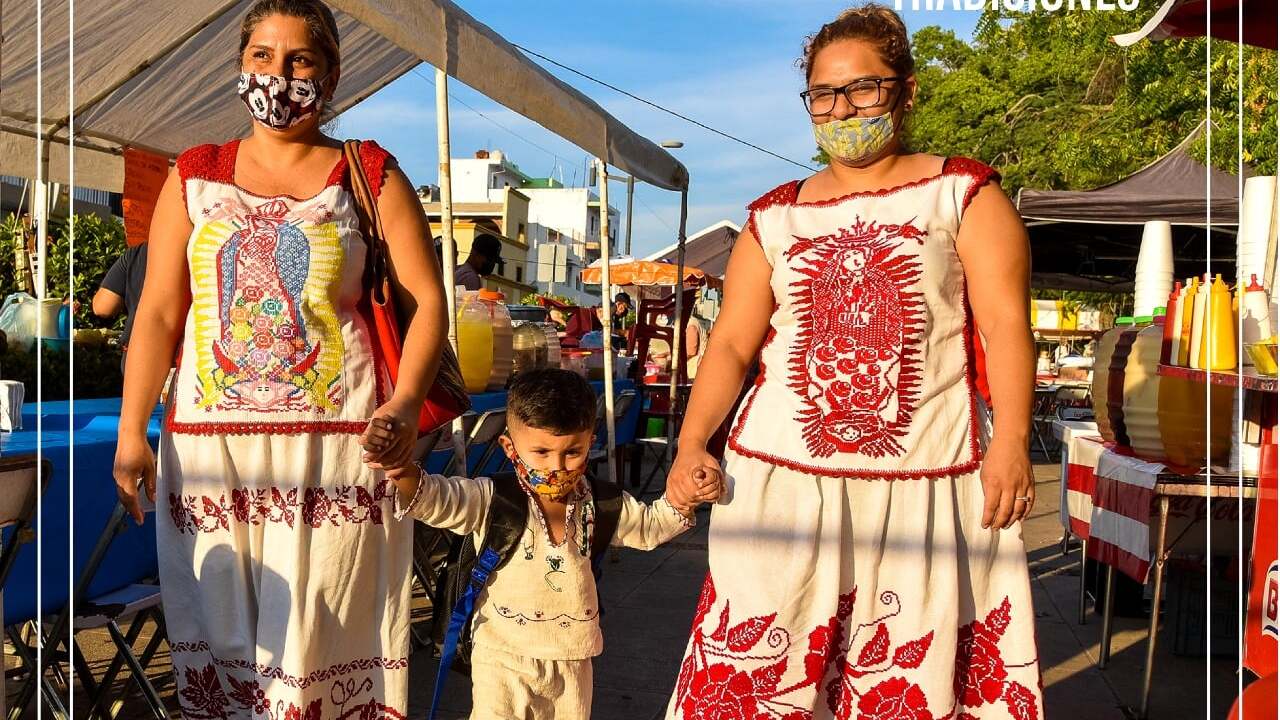 Rojo y blanco: así es el traje guadalupano en Colima